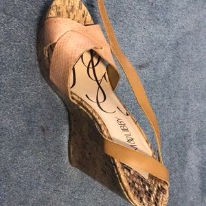 Sam & Libby pink and cork wedges